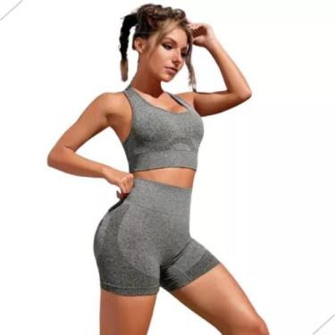 Imagem de Conjuntos Academia Fitness Feminino Leggings Top Shorts Levanta Bumbum