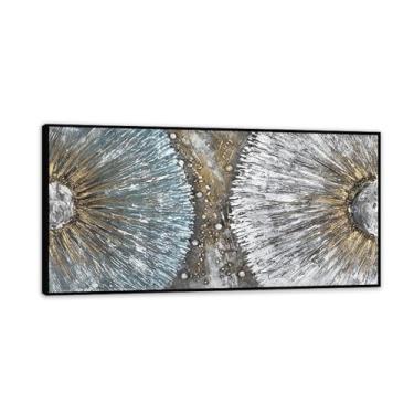 Imagem de Pintura a óleo de tamanho grande, vista abstrata, pintura em tela, cuadros, sala de estar, arte de parede moderna, trabalho para quarto, imagens decorativas 140 x 70 cm (56 x 28 pol), moldura preta