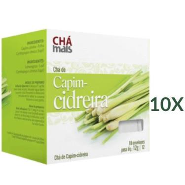 Imagem de Chá de Capim-Cidreira Natural Vegano Cx10 Sachês 1g Kit 10 - Chá Mais