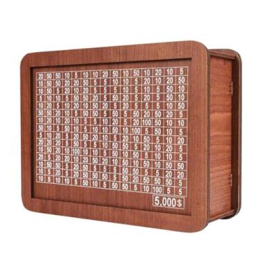Imagem de Money Vault 1000 5000 10.000 dólares poupança caixa de desafio de madeira cofrinho cofre dinheiro Tenkaybox caixa de madeira para adultos crianças meninos meninas economia de dinheiro 10.000 (5000