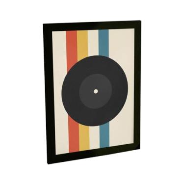 Imagem de Quadro Decorativo Disco Vinil Ilustração Listras Retro Musica Quarto Sala Decoração Poster