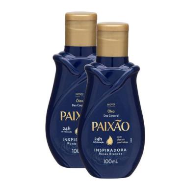 Imagem de Kit 2 Óleo Corporal Paixão Inspiradora Rosas Brancas 100ml