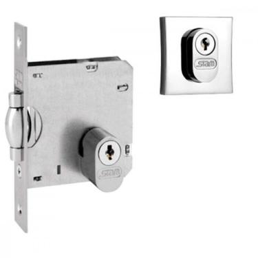 Imagem de Fechadura Stam Pivotante Roseta Quadrada Cromada 10892