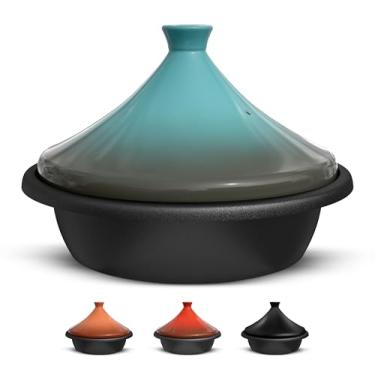 Imagem de Marroquino Tagine, por Kook, base de ferro fundido esmaltada com tampa de cerâmica (pedra azul)