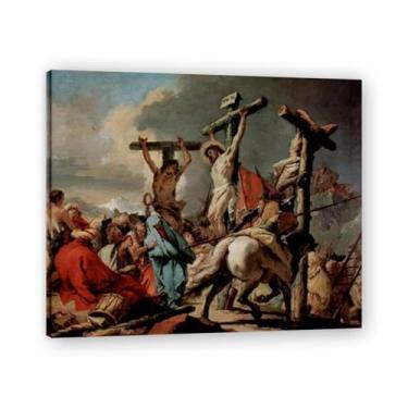Imagem de Crucificação Giovanni Battista Tiepolo Impressão em tela – Obra-prima rococó barroca, pintura escolar de Veneza, pintura a óleo decorativa para galeria doméstica 50 x 60 cm
