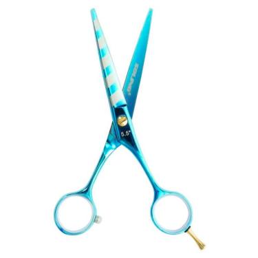 Imagem de Tesoura Profissional Soling Fio Navalha Premium Azul 5.5 Polegadas