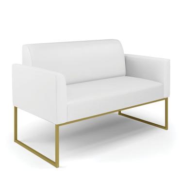 Imagem de Sofá Namoradeira Base Industrial Dourado Marisa Corino Branco D03 - D'rossi