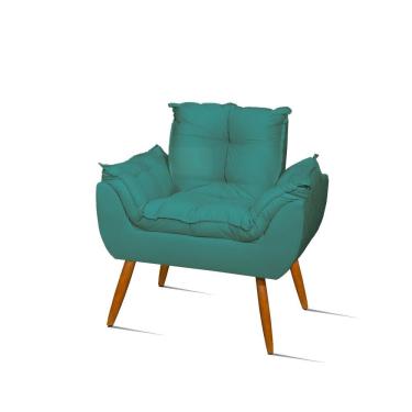 Imagem de Poltrona Decorativa Opala Sala Confortável Cor Azul turquesa