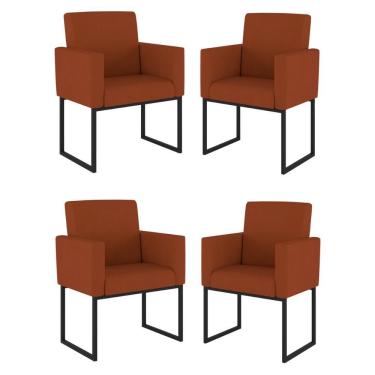 Imagem de Kit 04 Cadeiras Poltrona Decorativa Para Sala Quarto Balaqui Terracota