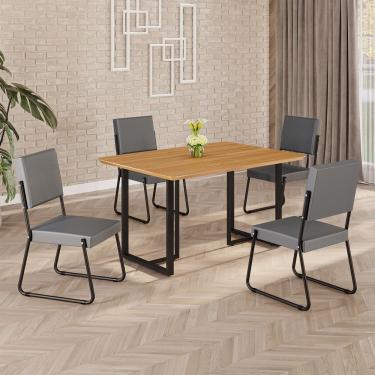 Imagem de Conjunto Sala De Jantar Mesa 120x90cm Base Lunna Tampo Mdf Napoli Grafite - Preto