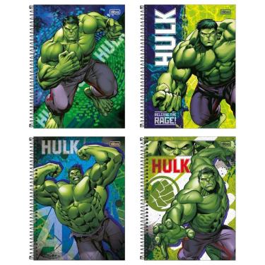 Imagem de Kit C- 4 Caderno Universitário Hulk Tilibra Capa Dura Espiral - 1 Matéria 80 Folhas