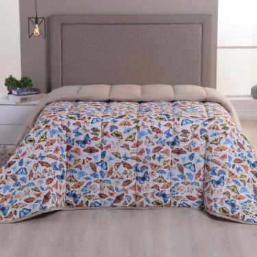 Imagem de Edredom King Luar Super Macio Malha 100% Algodão Dupla Face 01 Peça - Bege Borboleta