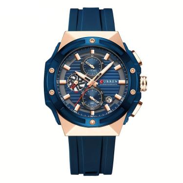 Imagem de Relógio De Moda, Pulseira De Silicone, Design De Mostrador Criativo Azul