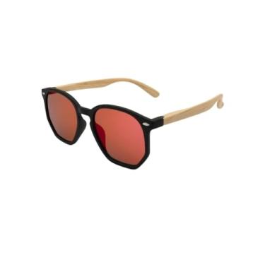 Imagem de Óculos de Sol Hexagonal Vintage em Acetato Italiano Premium Retro Lentes UV400 Feminino Masculino - Cacife Brand (Vermelho Espelhado)