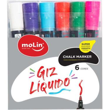 Imagem de Giz Liquido Permanente Chalk Marker 6Cores - Planeta Brinquedos