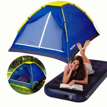 Imagem de Barraca Camping Mor Iglu Life 2 pessoas + Colchão Solteiro Inflável Co