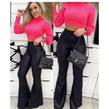 Imagem de Calça modelo flare com zíper preta - CLOSET F 
