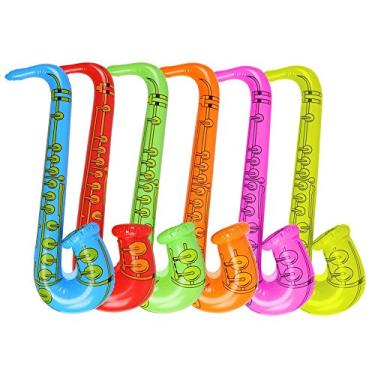 Imagem de Saxofones infláveis de 70 cm da DECORA, cores sortidas, 6 peças para lembrancinhas de festa infantis