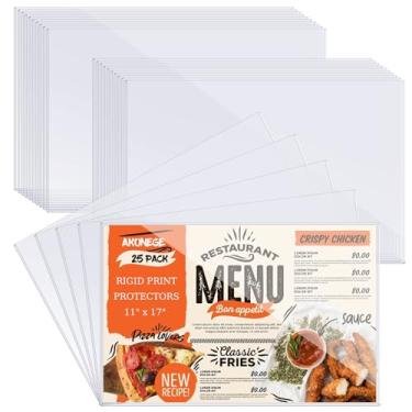 Imagem de AKONEGE 25 peças de protetores rígidos de impressão de 28 cm x 43 cm, mangas de plástico transparente, protetores de folhas rígidas, resistentes com carregamento lateral, molduras de cristal para