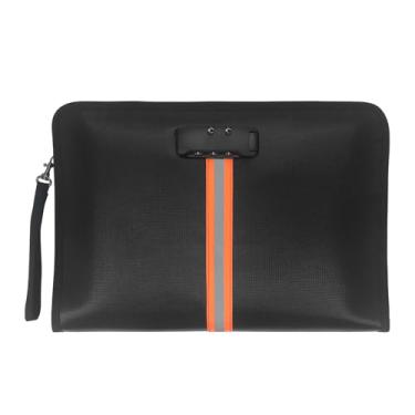 Imagem de Bolsa de documentos à prova de fogo com fechadura, bolsa de dinheiro à prova d'água de 33 x 23 cm, bolsa à prova de fogo para documentos, bolsa de dinheiro segura à prova d'água, com zíper e fechadura