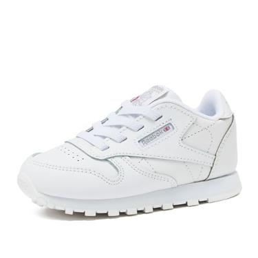 Imagem de Reebok Tênis de couro clássico para meninas e meninos para crianças, crianças pequenas ou grandes, tênis para meninas ou meninos, Branco infantil, 6.5 Toddler