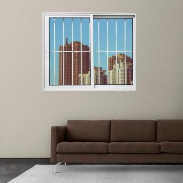 Imagem de Janela Vitrô de Alumínio 2 Folhas 120 x 150cm Linha 25 com Grade Esqua