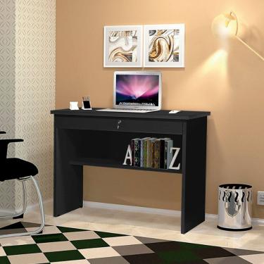 Imagem de Mesa Escrivaninha Notebook Home Office com Gaveta Orquídea - Preto