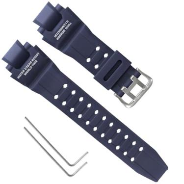 Imagem de Pulseira de silicone de substituição de 16 mm para Casio GW-4000/GA-1000/GW-A1000/GW-A1100 – Pulseira de relógio masculina durável à prova d'água de substituição, Casio G Shock (azul marinho)
