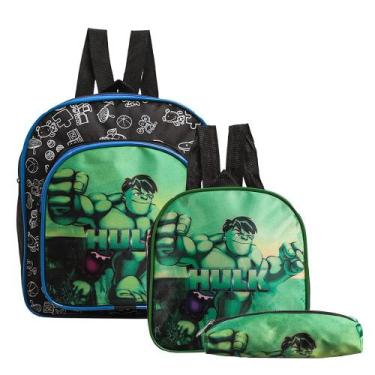 Imagem de Mochila Escolar Pequena Incrivel Hulk Costa Lancheira+Estojo - Toys 2U