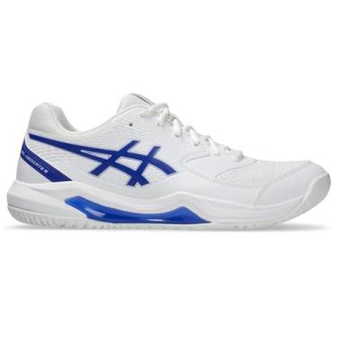 Imagem de ASICS Tênis masculino Gel-Dedicate 8, Branco/cobalto escuro, 42