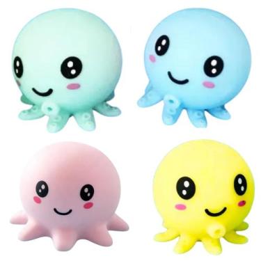 Imagem de Kit 4 Brinquedos Squishies ratinho polvo Macios P Apertar Antistress l