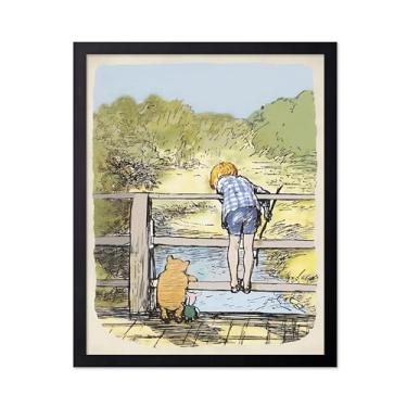 Imagem de Poster Master Pôster vintage do Ursinho Pooh e Christopher - Impressão de bastões de Pooh - Arte de livro de histórias - Arte infantil - Arte em aquarela - Decoração estética para quarto infantil ou