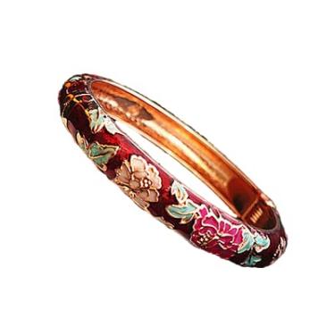 Imagem de Only My Live Home Pulseira clássica de flores esmaltadas Cloisonne para presentes femininos, joias artesanais tradicionais étnicas chinesas, Inner Diameter 2.36 inch wide 0.47 inch about, Porcelana
