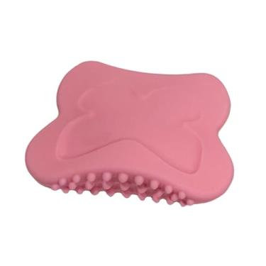 Imagem de oshhni Escova facial Gua Sha antiderrapante, pente portátil versátil, ferramenta leve de massagem manual, prancha de silicone Guasha para SPA doméstico, Rosa