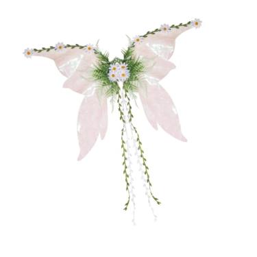 Imagem de YIJU Asas de borboleta para crianças e adultos, asas de fada para cosplay, para festa temática, show de palco, Branco