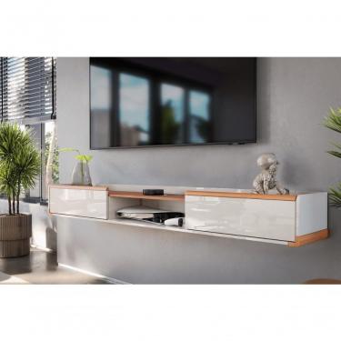 Imagem de Bancada Suspensa Atlas 2.2 Suporte P/ Decoração E Eletrônicos Off White Perolizado/jequitiba 2 Gavetas