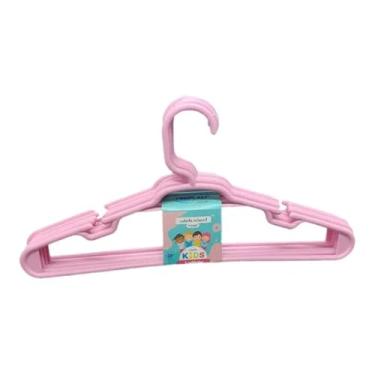 Imagem de Kit 10 Cabides Infantil Colorido Reforçado Plástico com Alças – Organização Roupas de Criança e Bebê (Rosa)