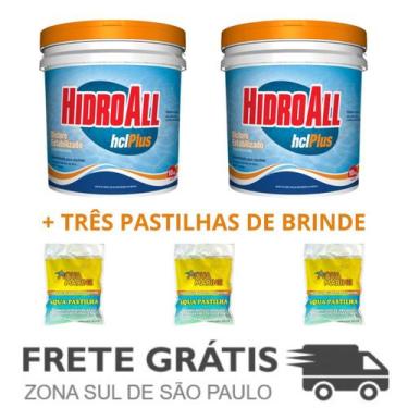 Imagem de 2 Cloro Granulado Hidroall HCL 10 Kg 3 Pastilhas de Brinde