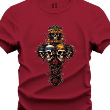 Imagem de Camiseta Personalizada Plus P ao G3 Guns N' Roses Cruz e Caveira - Hs,
