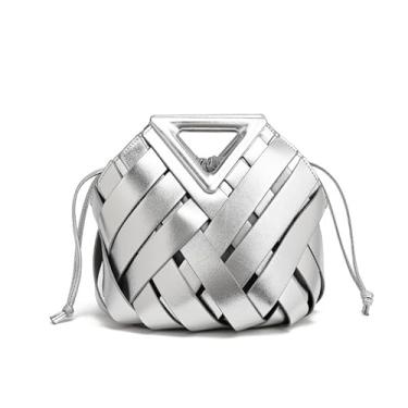 Imagem de Molodo Bolsa de ombro tiracolo feita à mão com vários estilos de transporte chique para viajantes com bolsa, Prata, One Size