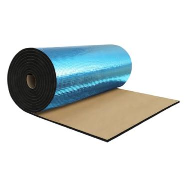 Imagem de X AUTOHAUX 394 mil 10 mm 6,5 m² Tapete de amortecimento de som de carro folha de alumínio material autoadesivo universal para capô barco capa de motor 100 x 60 cm azul