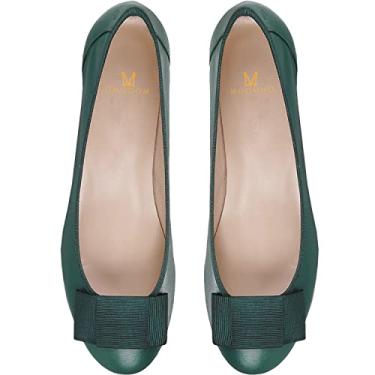 Imagem de MOOMMO Sapatos femininos de salto baixo e grosso, laços, bico redondo, fechado, salto em bloco, sandálias para vestido, sandálias sem cadarço, sapatos rasteiros, dois tons, senhoras, meninas