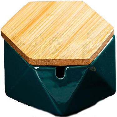Imagem de Cinzeiro de cerâmica com tampa Cinzeiro de mesa anti-mosca adequado para quarto, sala de estar, restaurante, hotel, bar e escritório