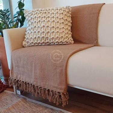 Imagem de Casa Coeva - Manta de sofá Algodão Grande Marrom Caramelo 2,20 X 2,50