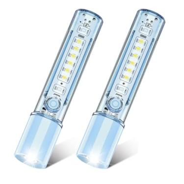 Imagem de VAVOFO Lanterna tática de LED azul – recarregável USB-C, alto lúmen, resistente ao fogo, EDC com foco de zoom, 3 modos, estroboscópio vermelho/azul – ideal para acampamento, caminhada, uso de