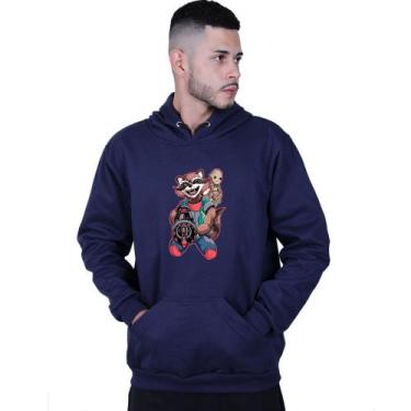 Imagem de Moletom Unissex Canguru Oreo e Groot Guardiões - Lafre, Azul marinho, 