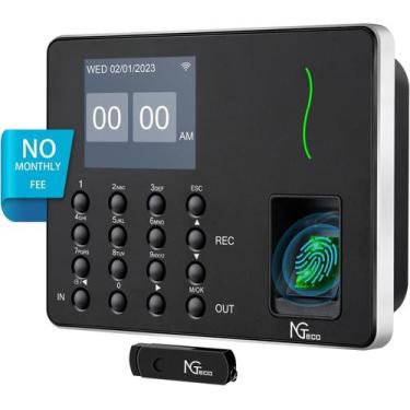 Imagem de Relógio de ponto NGTeco W3 WiFi com impressão digital biométrica para 