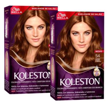 Imagem de Kit 2 Tinta de Cabelo Koleston Castanho Dourado Acobreado 54