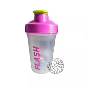 Imagem de Coqueteleira Shakeira Shaker Academia Com Mola Misturador Premium 400 Ml Garrafa Copo FBK (ROSA COM AMARELO)