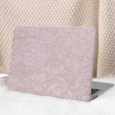 Imagem de Seorsok Compatível com MacBook Pro 33.0 cm Case M2 2023,2022,2021-2016 A2338 M1 A2251 A2289 A2159 A1989 A1708 A1706, Capa rígida de couro floral roxo e capa de teclado, sem logotipo Recorte
